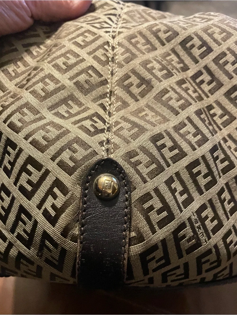 Fendi Brown Monogram Hobo with Braided leather Handle and Gold Hardware